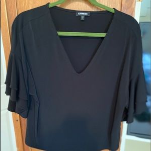 Small crop Express flutter sleeve top.